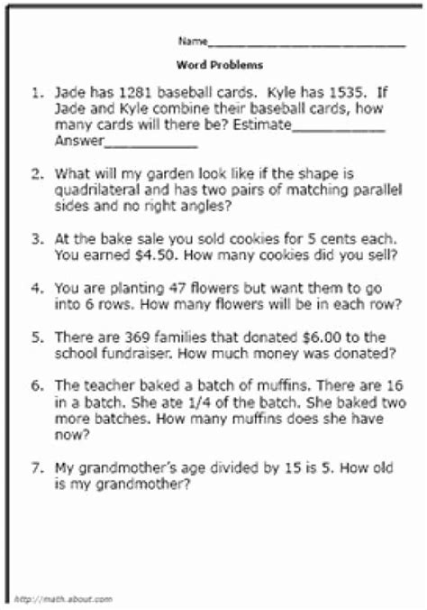 age word problems worksheet with answers